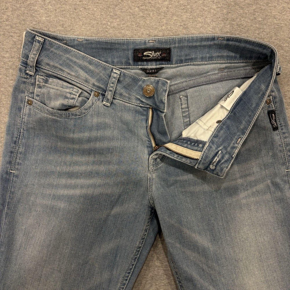 Silver Jeans Co Suki Slim Women's Size 32x31 Blue Light Wash Denim Curvy Stretch - Picture 9 of 10